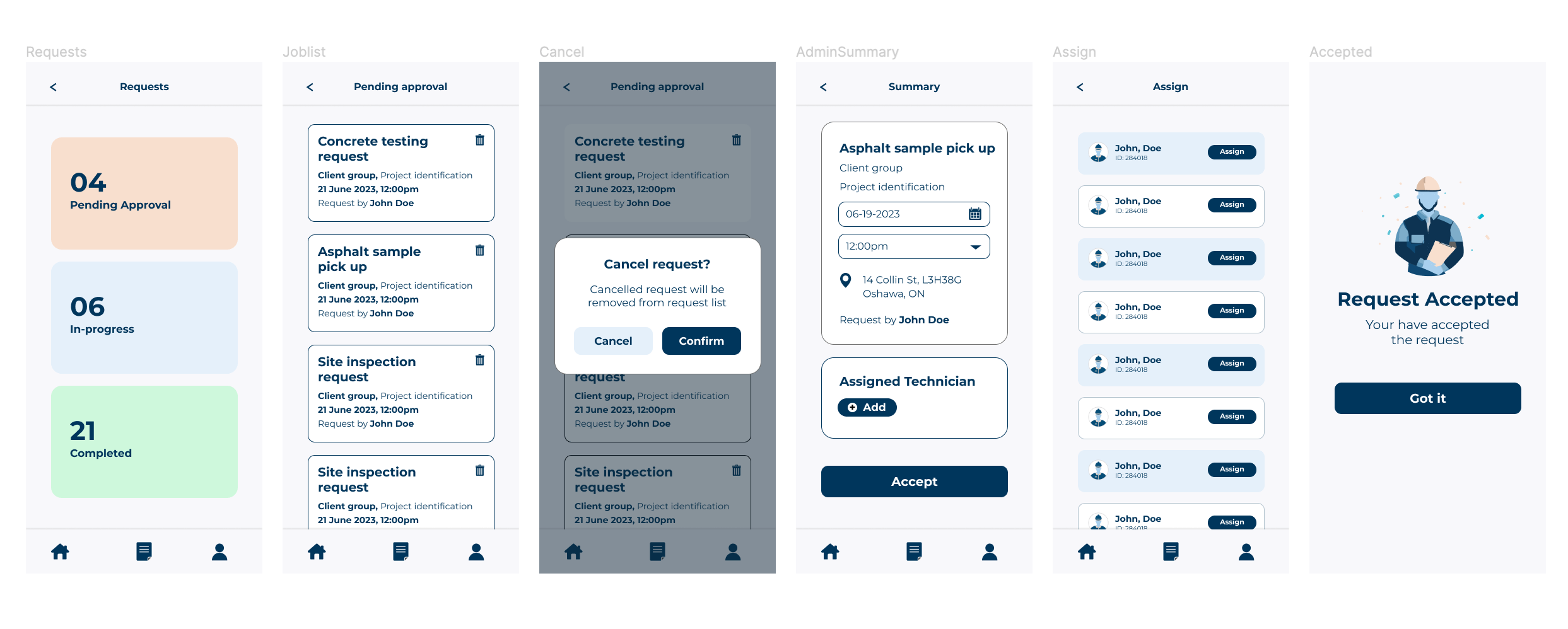 Material Testing App User Interface Design